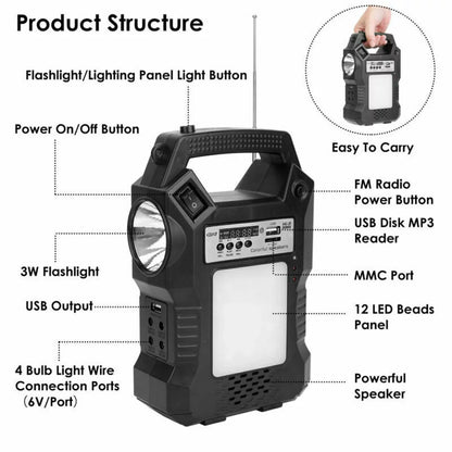 "Portable Dual Supply, Power Camp Power with Solar Station, Panel, Flashlights, Lamps, To Station,Solar Camping,Home Fishing" Digital Way Outdoor display,for LED Generator Charge Emergency Power